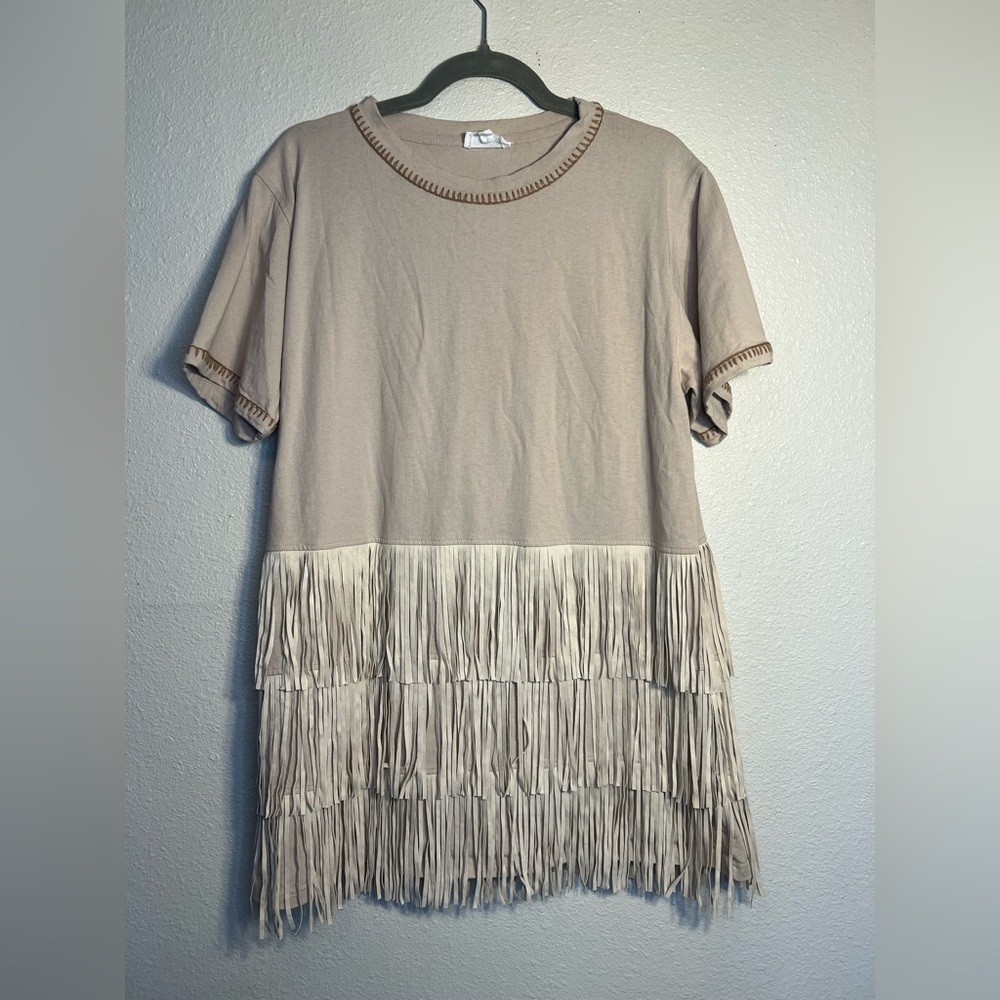 Rareraw Beige Fringe Top boho size large